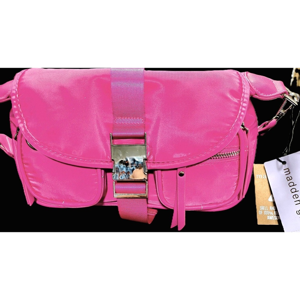 Madden‎ Girl Hot Pink Crossbody Bag, Clip on Rhinestone Pouch 1.75 in wide Strap